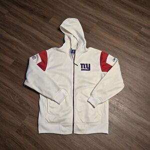 Reebok White and Red Zip-Up Hoodie